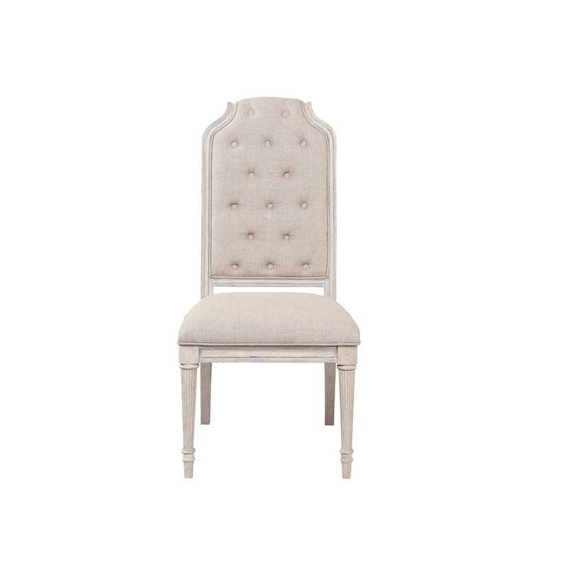 Modern 20 Upholstered Armless Side Chair with Wood Legs and Button Tufted Cushion (Set of 2)