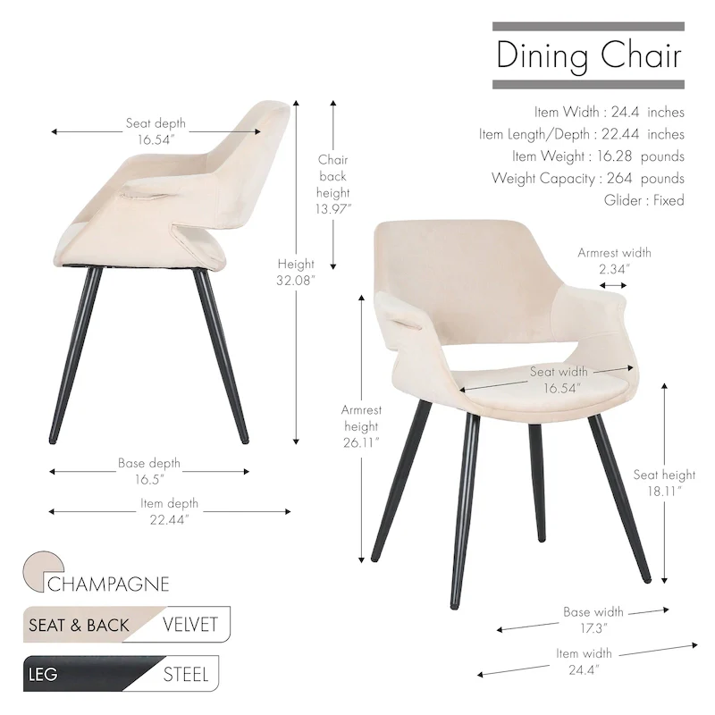 Velvet Mid-century Dining Chair