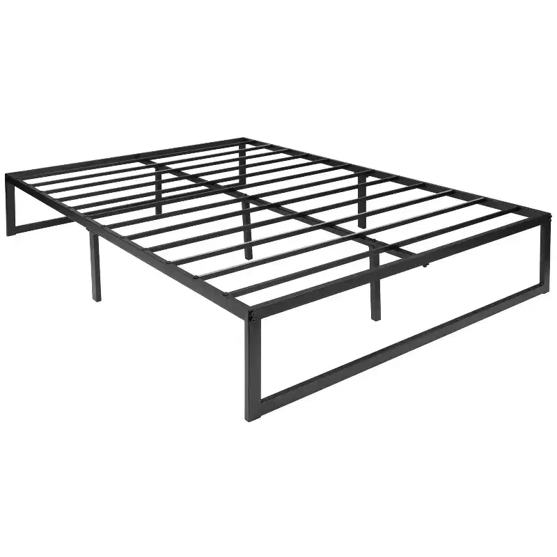 Emma and Oliver 14 Inch Twin Metal Platform Bed Frame/Steel Slat Support/No Box Spring Needed