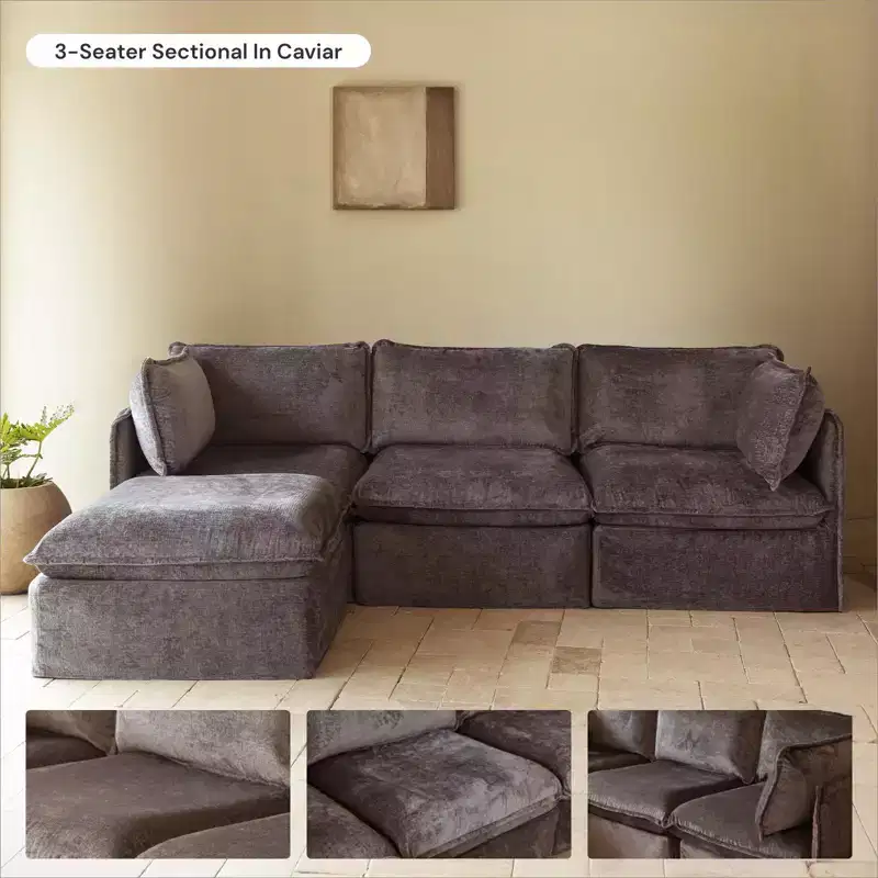 Upholstered Modular Left Arm Sectional Chair, Seats 1
