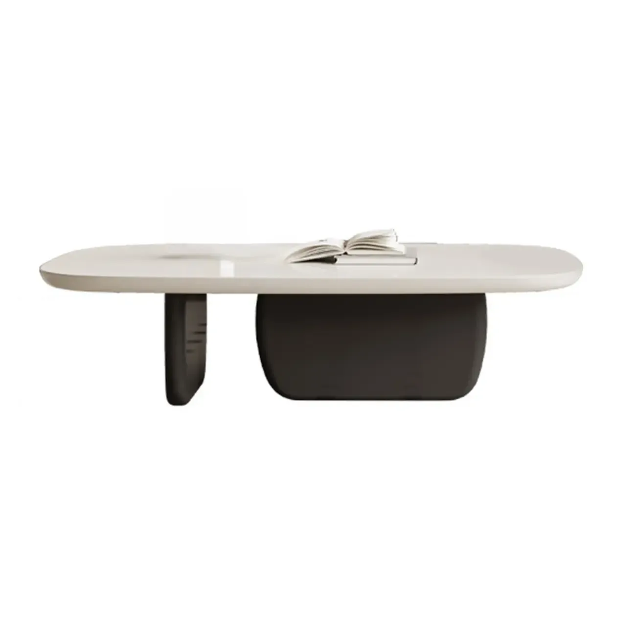 Modern Wood Oval Nesting Coffee Table with Block Base