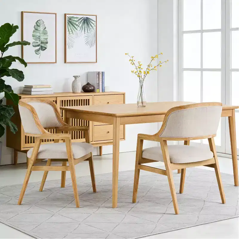 Christopher Knight Home Rosa Mid-Century Modern Rubberwood Upholstered Dining Chairs (Set of 2)