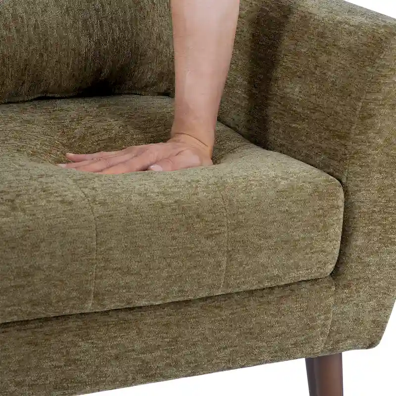 Olive Green 24.21 Button Tufted Arm Chair with Wood Legs