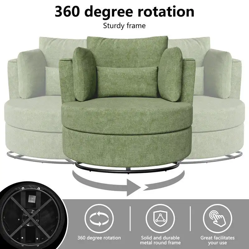 Chenille Swivel 34.7 Wide Soft Modern Upholstered Accent Chair