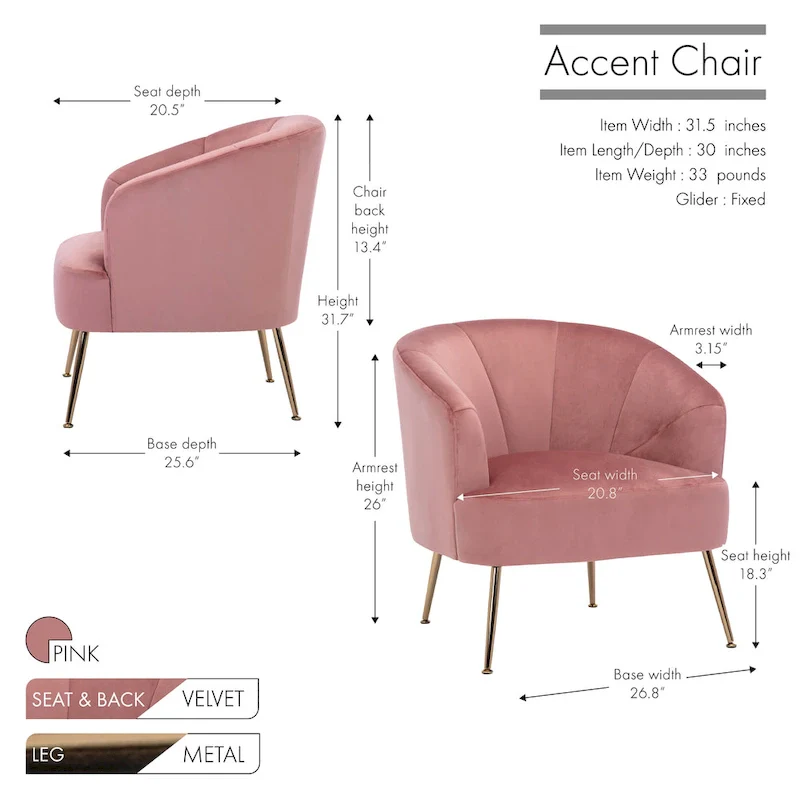 Tufted Velvet Accent Chair with Chrome Legs