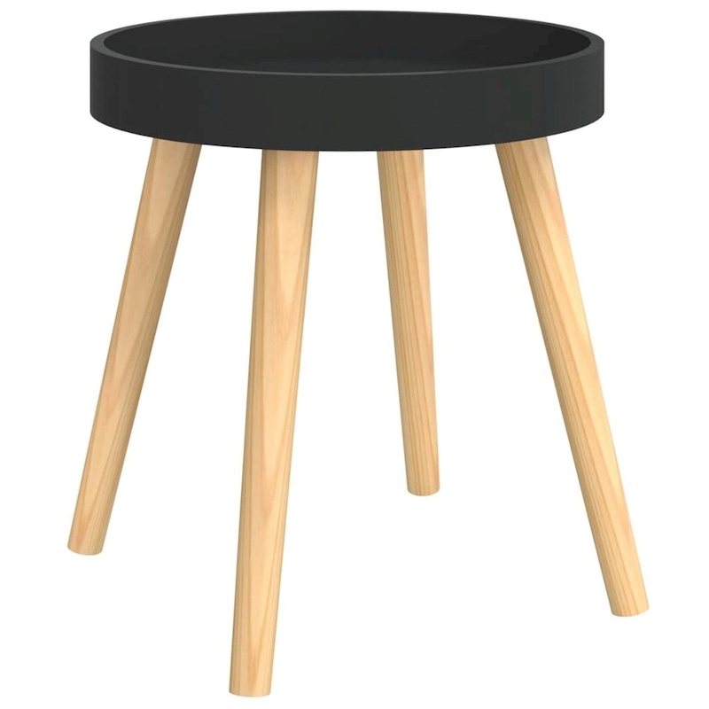 vidaXL Side Table Round End Coffee Table Engineered Wood and Solid Wood Pine - 15 x15 x15.7