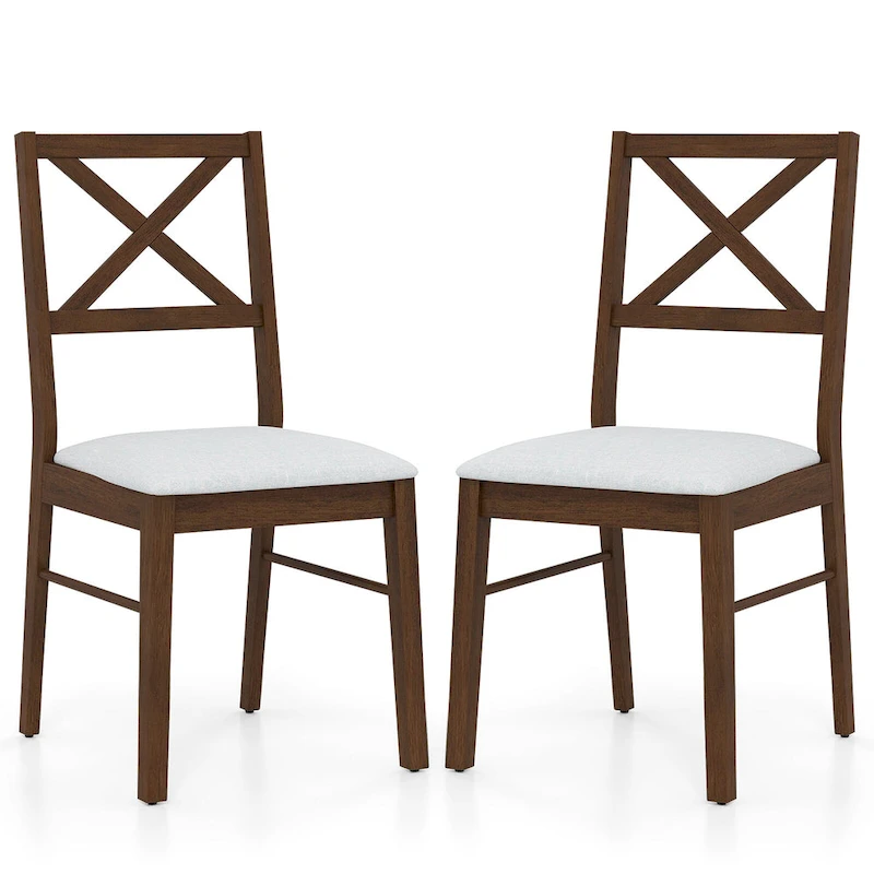 Gymax Dining Chairs Set of 4 Upholstered Kitchen Side Chairs w/ Rubber