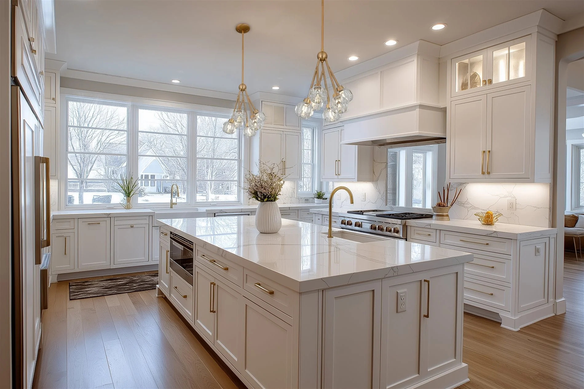 Kira Home Jewel 16 6-Light Modern Crystal Pendant Chandelier, Adjustable Hanging Height, Cool Brass Finish