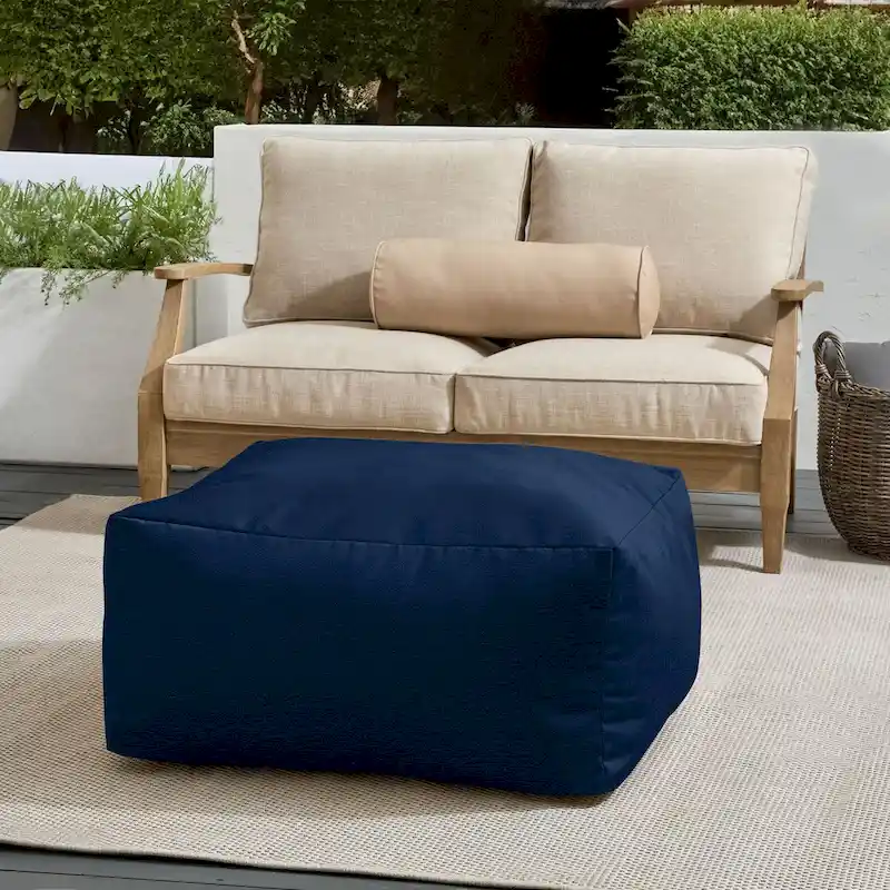 Sorra Home Sunbrella Outdoor Knife Edge Solid Bean Pouf