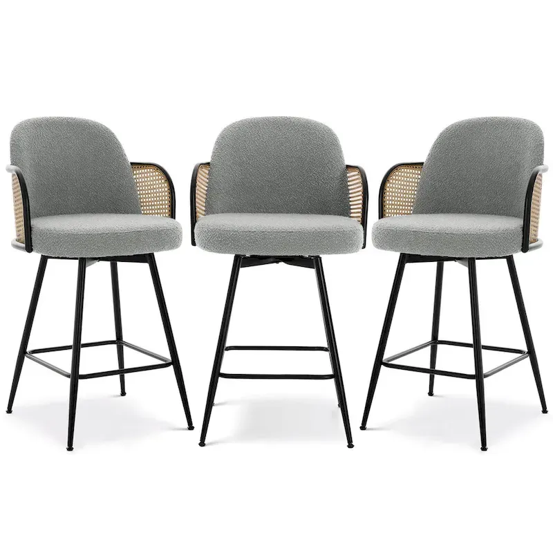 26-Inch Fabric Upholstered Swivel Counter Height Bar Stools - 38.2 H x 21.5 W x 23.2 D
