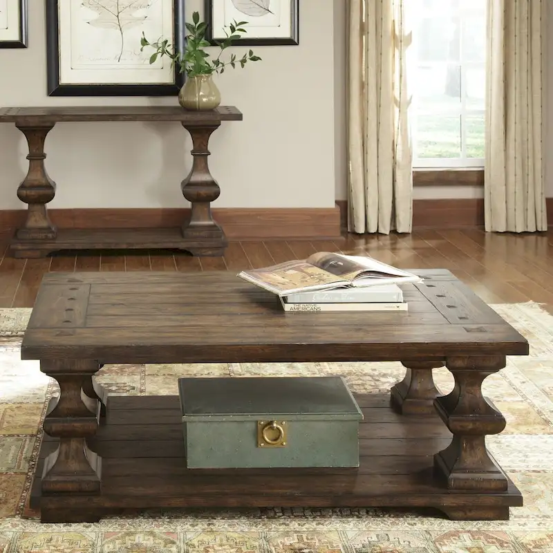 Sedona Kona Brown Cocktail Table with Heavy Oak Planked Top