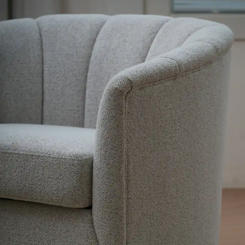 Fabric Swivel Chair with 360 Rotation, Wooden Base and 350lb Weight Capacity