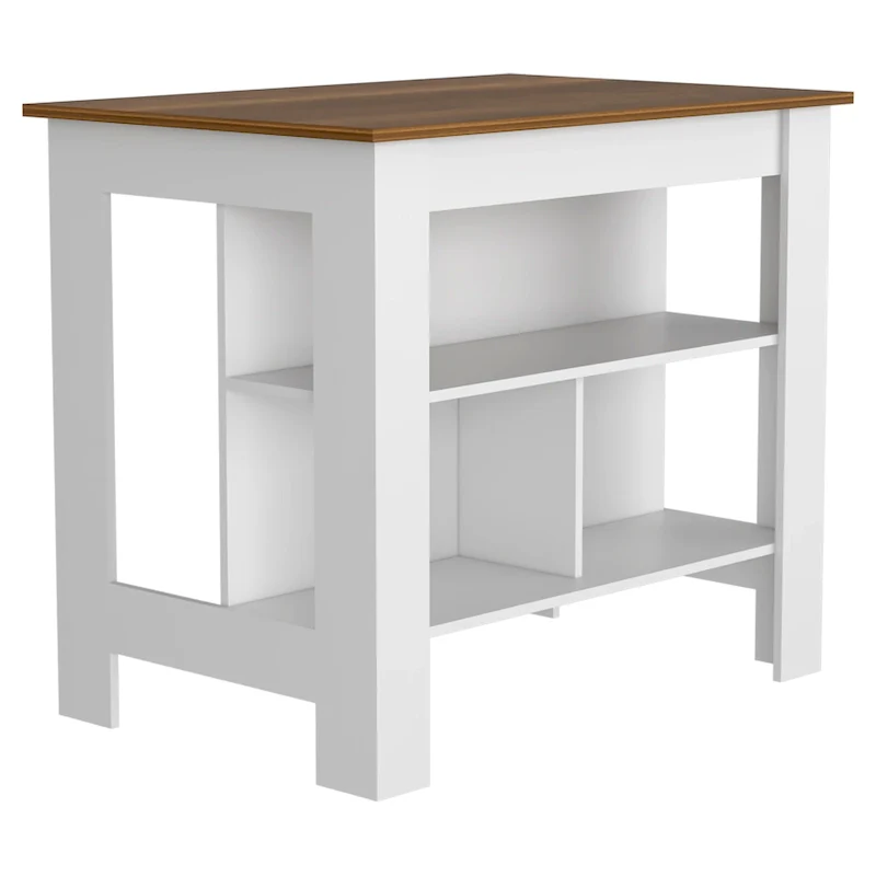 3-Shelf Wooden Casual Kitchen Island