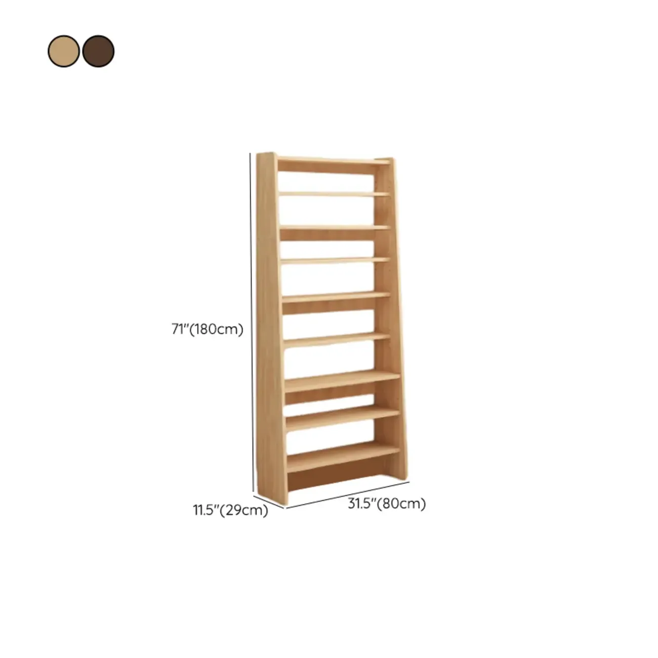 Walnut Wooden Ladder Shelf Unit 7-Tier
