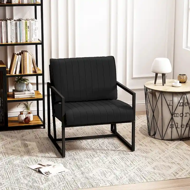 PU Leather Feature Armchair with Thick Padded Backrest
