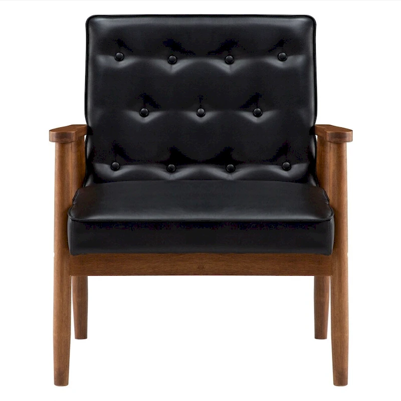 Retro Modern Faux Leather Chair Black
