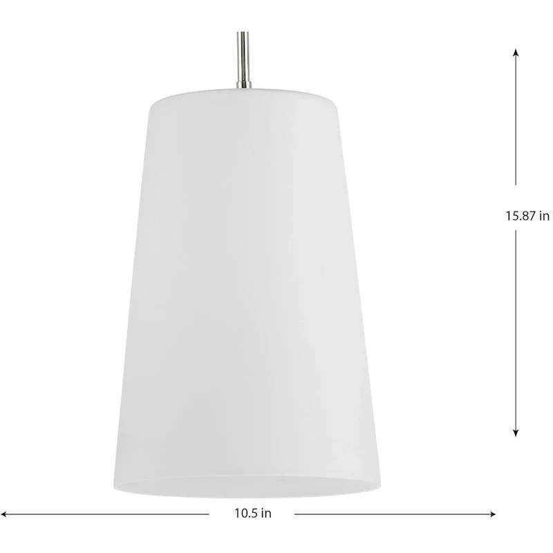 Clarion Collection One-Light Polished Nickel Etched White Transitional Pendant - 10.5 in x 10.5 in x 15.87 in