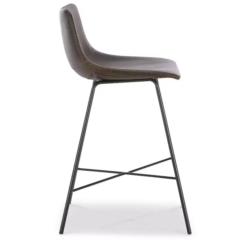 Poly & Bark Set of 3 24" High Paxton Counter Height Barstools Brown: Upholstered, Steel Frame, Modern Design