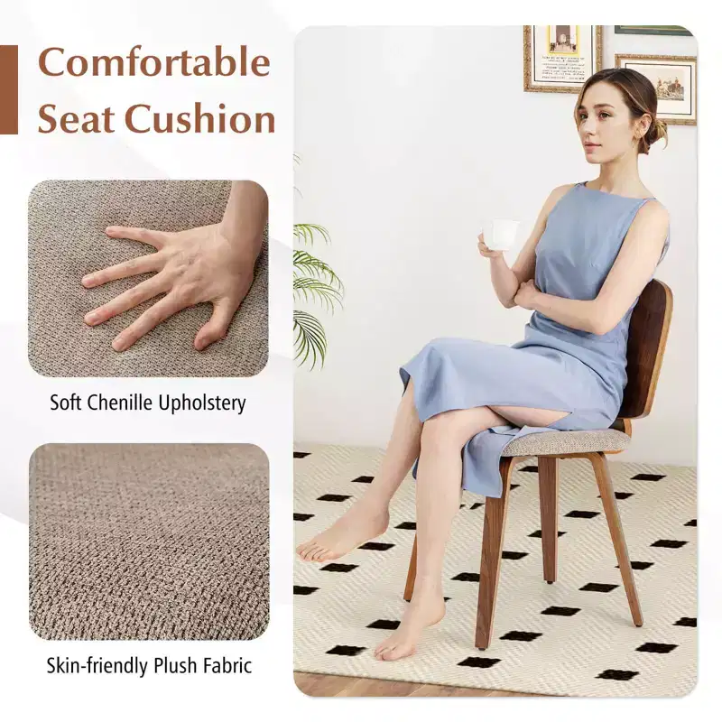 Costway Modern Dining Chair Set of 2/4 Chenille Kitchen Chair Armless Side Dinette Chairs