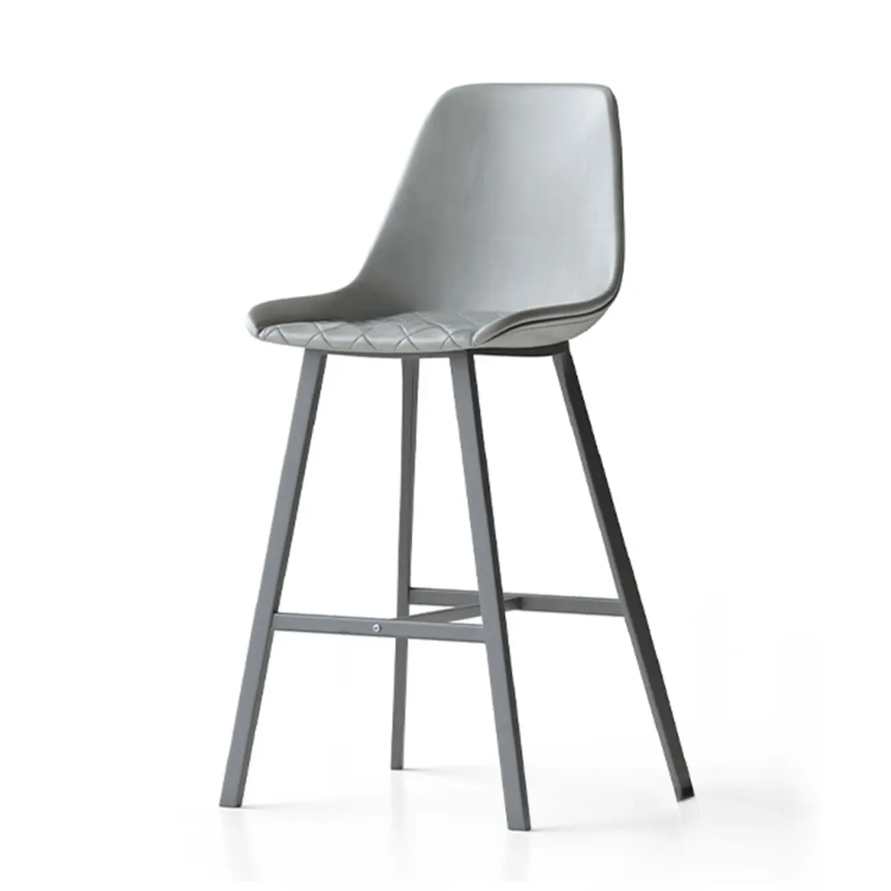 Mid-Century Modern Quilted Upholstered Leather Bar Stool