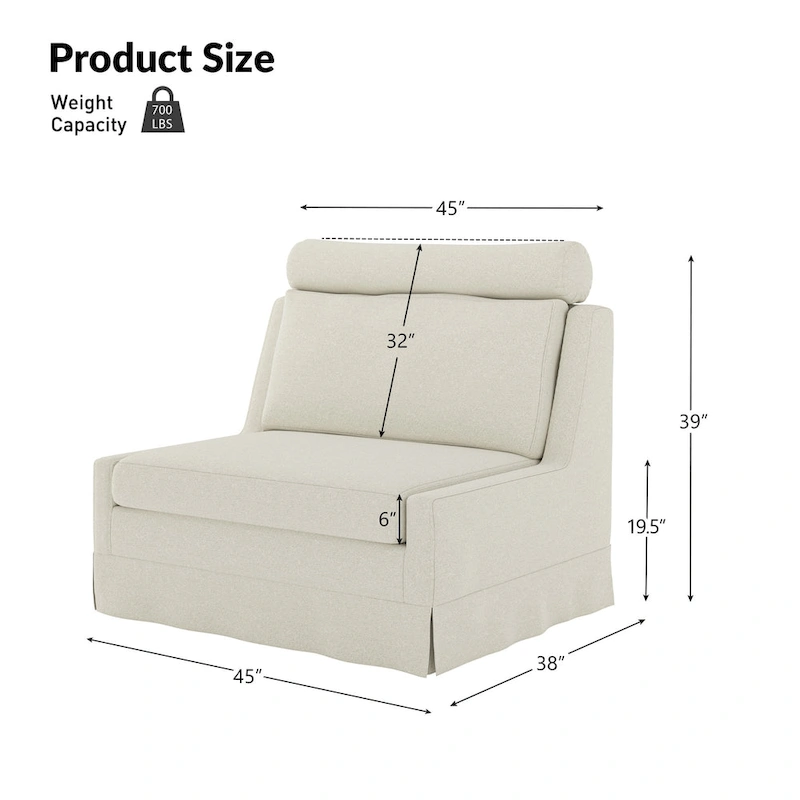 Anne 45 W Modern Slipcovered Chair with Ottoman by HULALA HOME