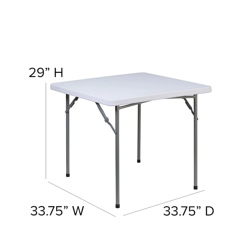 2.81-Foot Square Plastic Folding Table - Card Table/Game Table