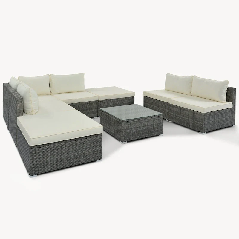 8-Piece Wicker Modular Sectional Sofa Set with Coffee Table