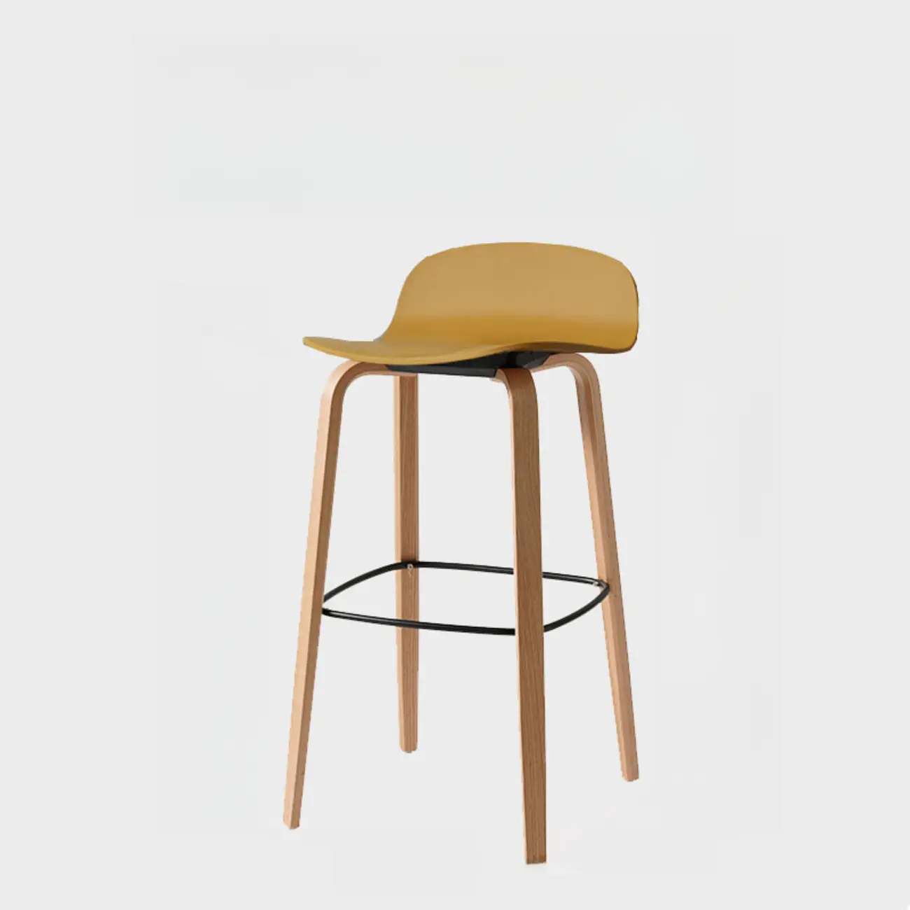 Minimalist Wooden Bar Stools with Footrest for Kitchen
