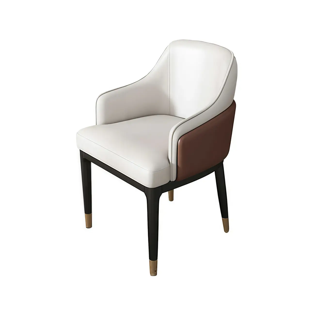 Modern Genuine Leather Sloped Arms Low Back Dining Chair