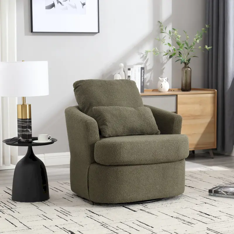 Swivel Barrel Chair, Round Accent Sofa Chair Barrel Club Chair