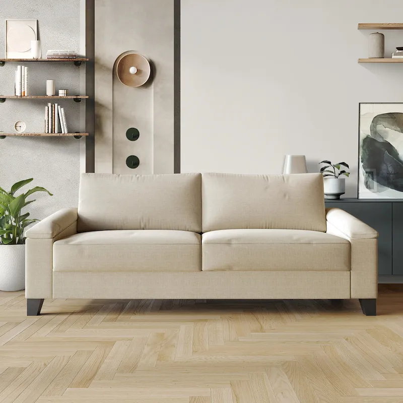 Simple Style Linen Upholstered Sofa