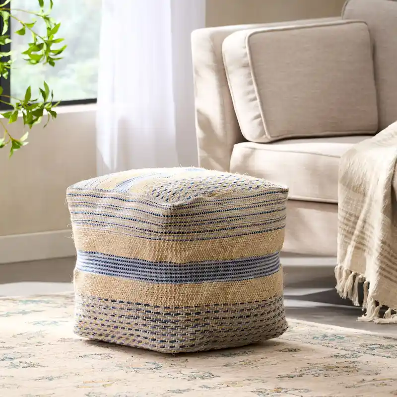 Caiman Handcrafted Boho Fabric Pouf by