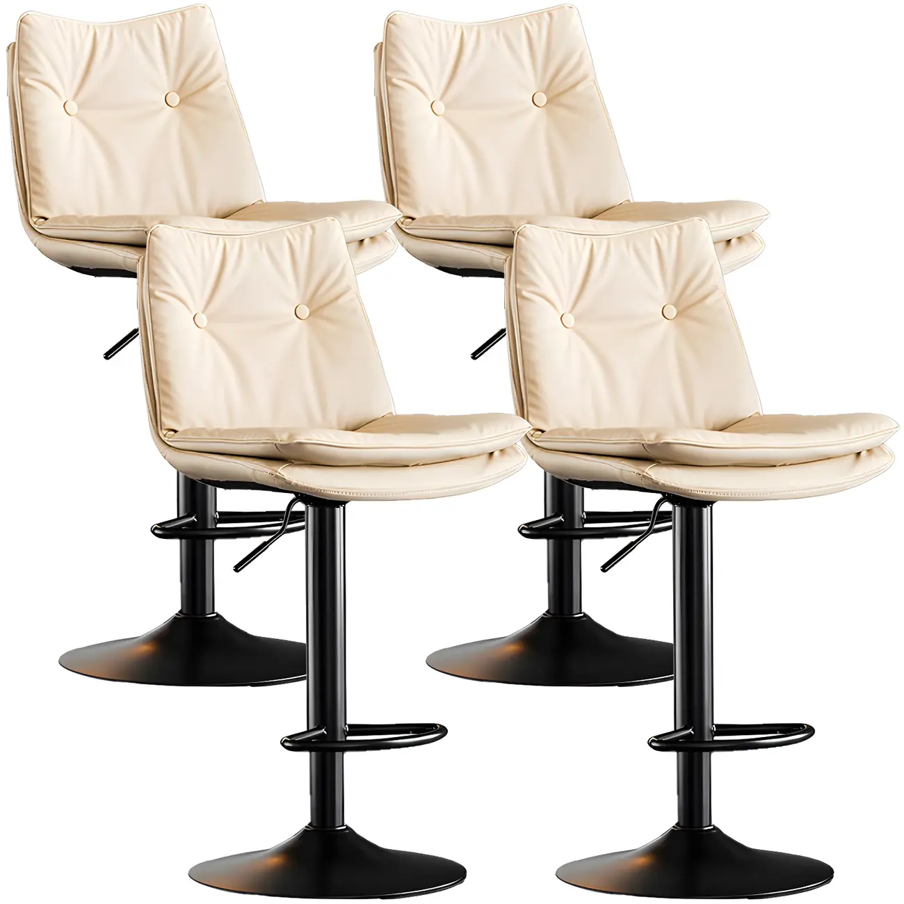 Modern Adjustable Leather Swivel Bar Stools
