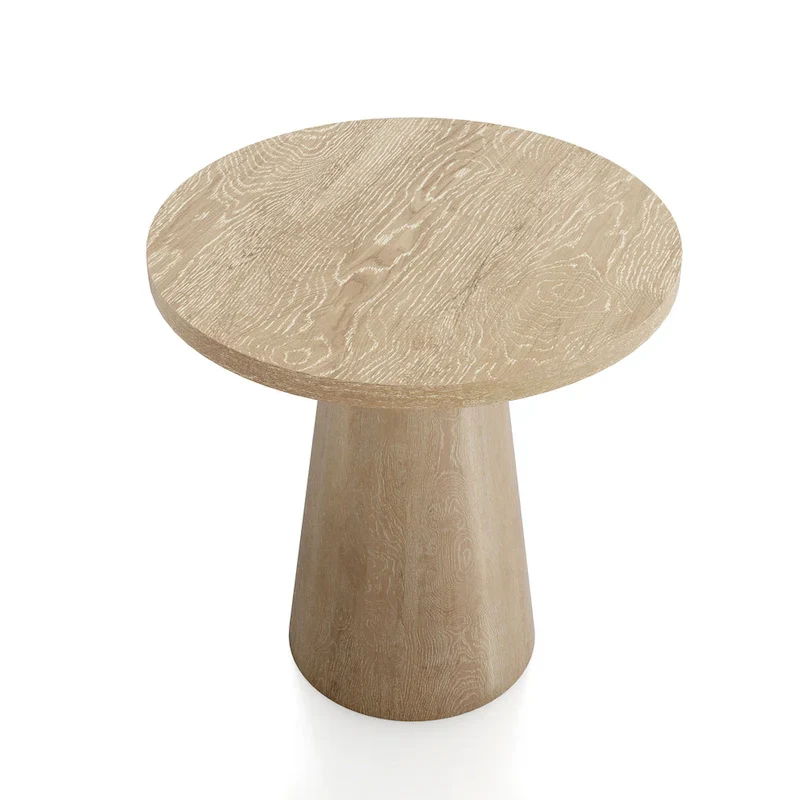 Furniture of America Vitten Modern Round Solid Wood Pedestal End Table