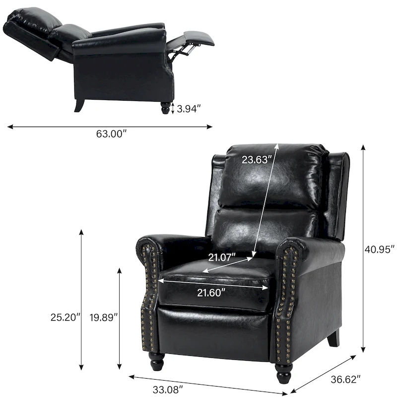 Modern Padded Seat Recliner Chair with PU Leather