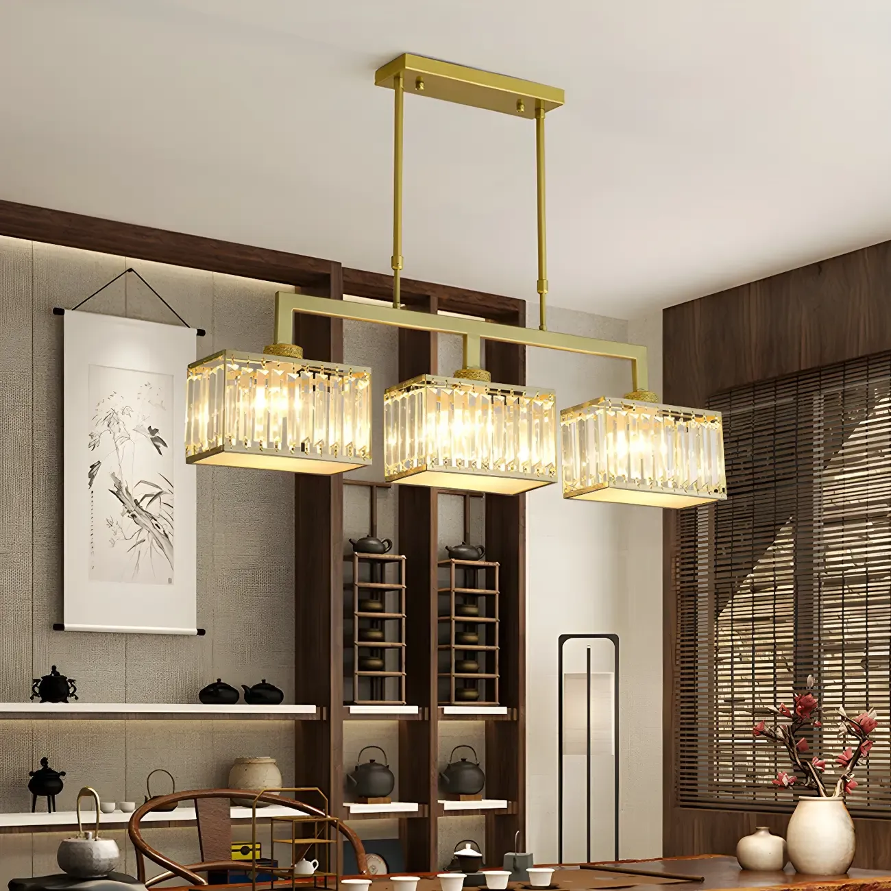 Kitchens Modern Crystal Gold Island Pendant Light