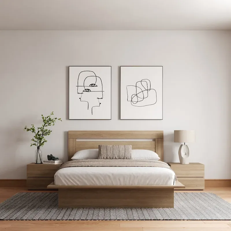 Malibu 4-Piece Bedroom Set with Bed, Headboard, and 2 Nightstands