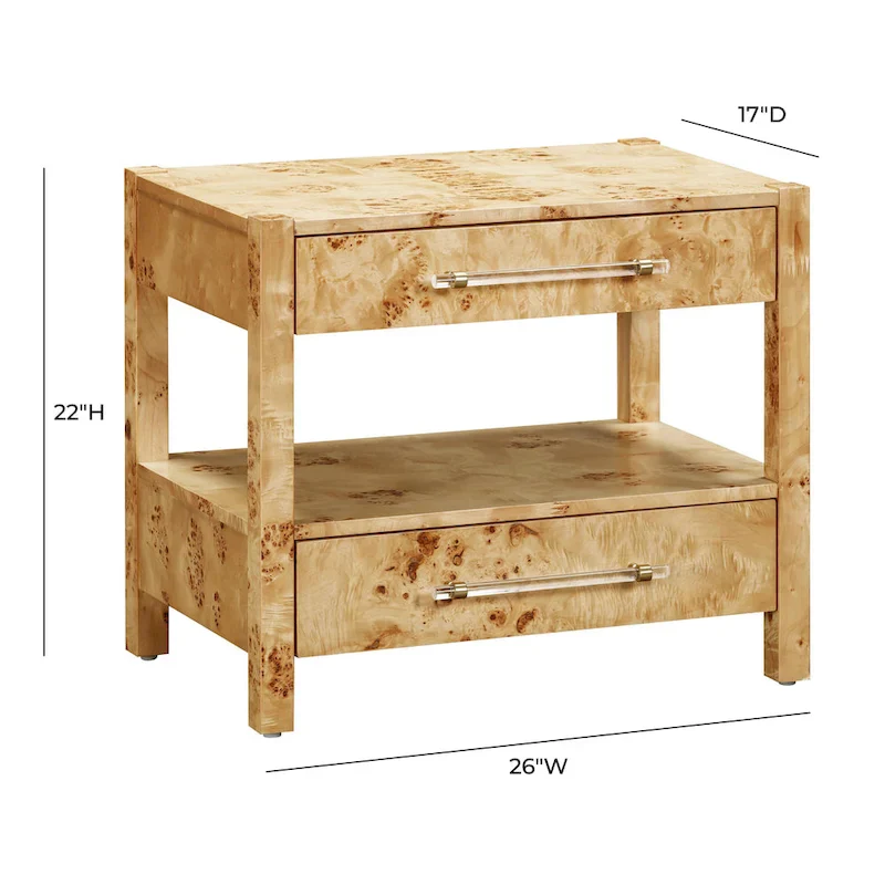 Wooden Two-Drawer Nightstand