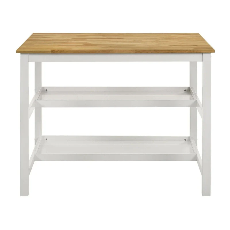 Prager Brown and White Kitchen Island Counter Height Table