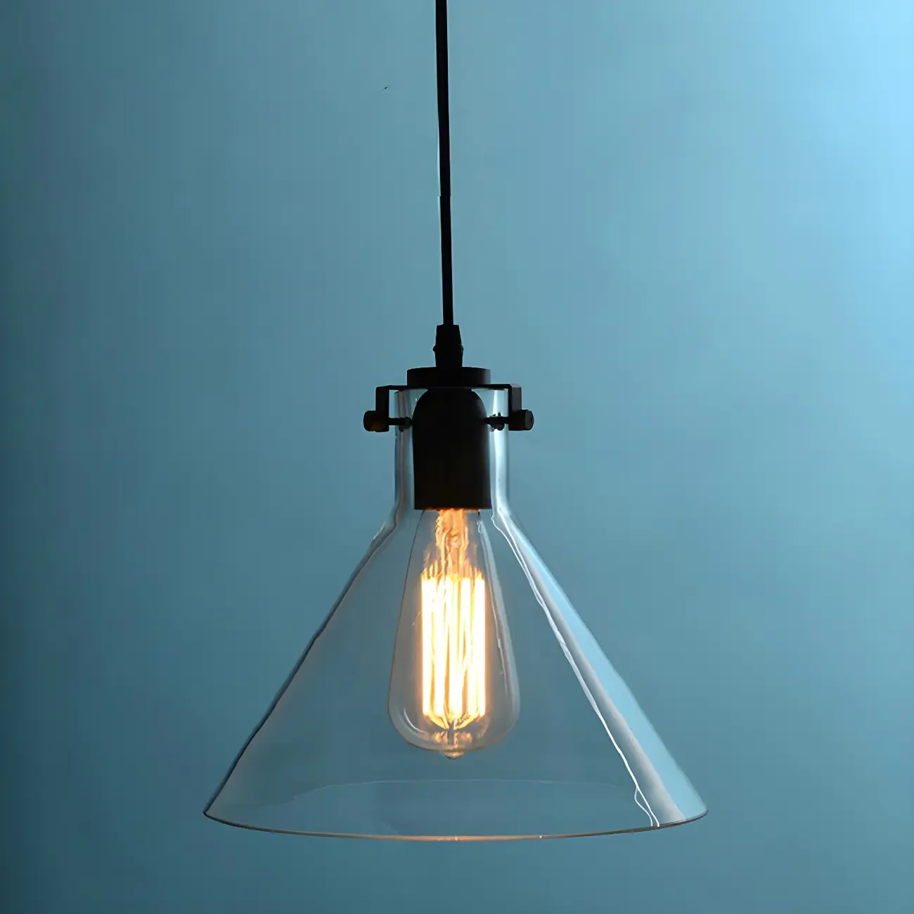 Industrial Clear Cone Glass Kitchen Pendant Light