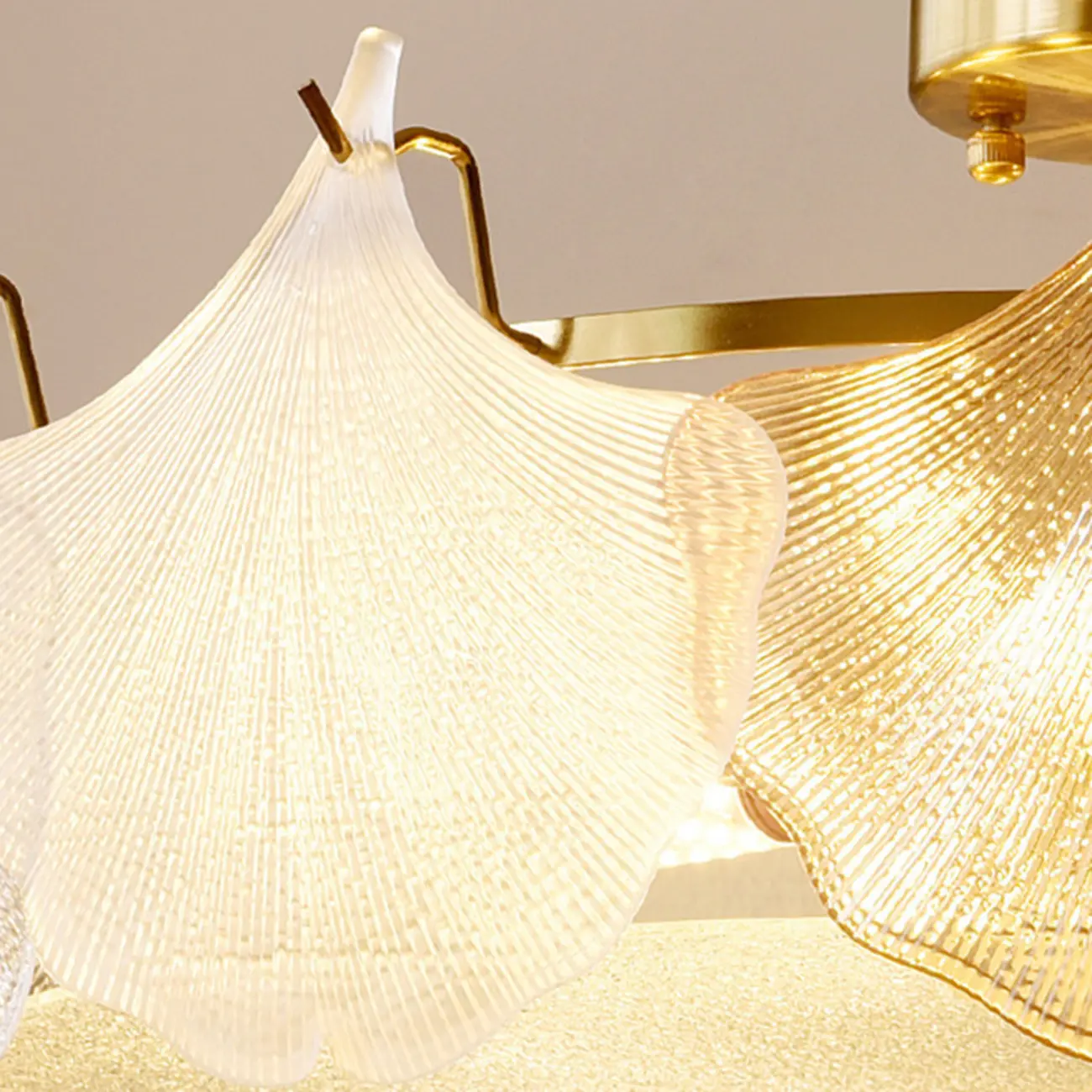 Modern Glass Leaf Shape Gold Semi Flush Ceiling Light