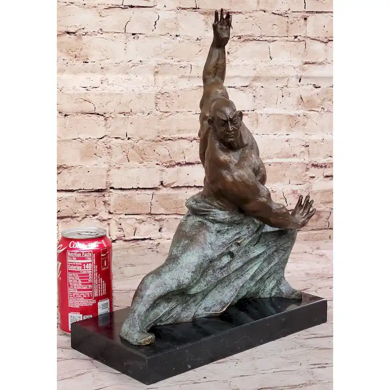 Hot Cast Bronze Sculpture Of Tai Chi Master Martial Arts Sensei Figure On Marble Base