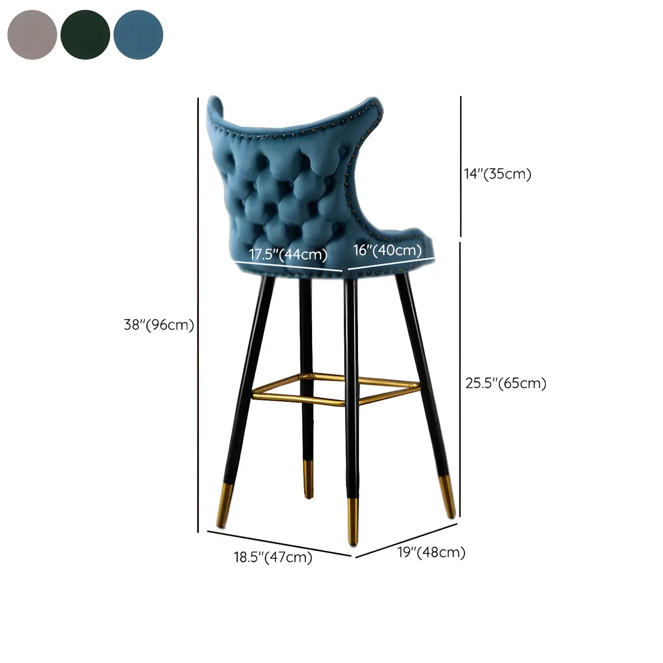 Velvet Upholstered Wingback Counter Height Bar Stools