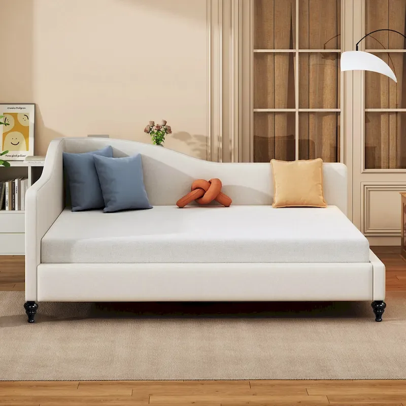 Full L-Shaped Daybed with Wood Legs