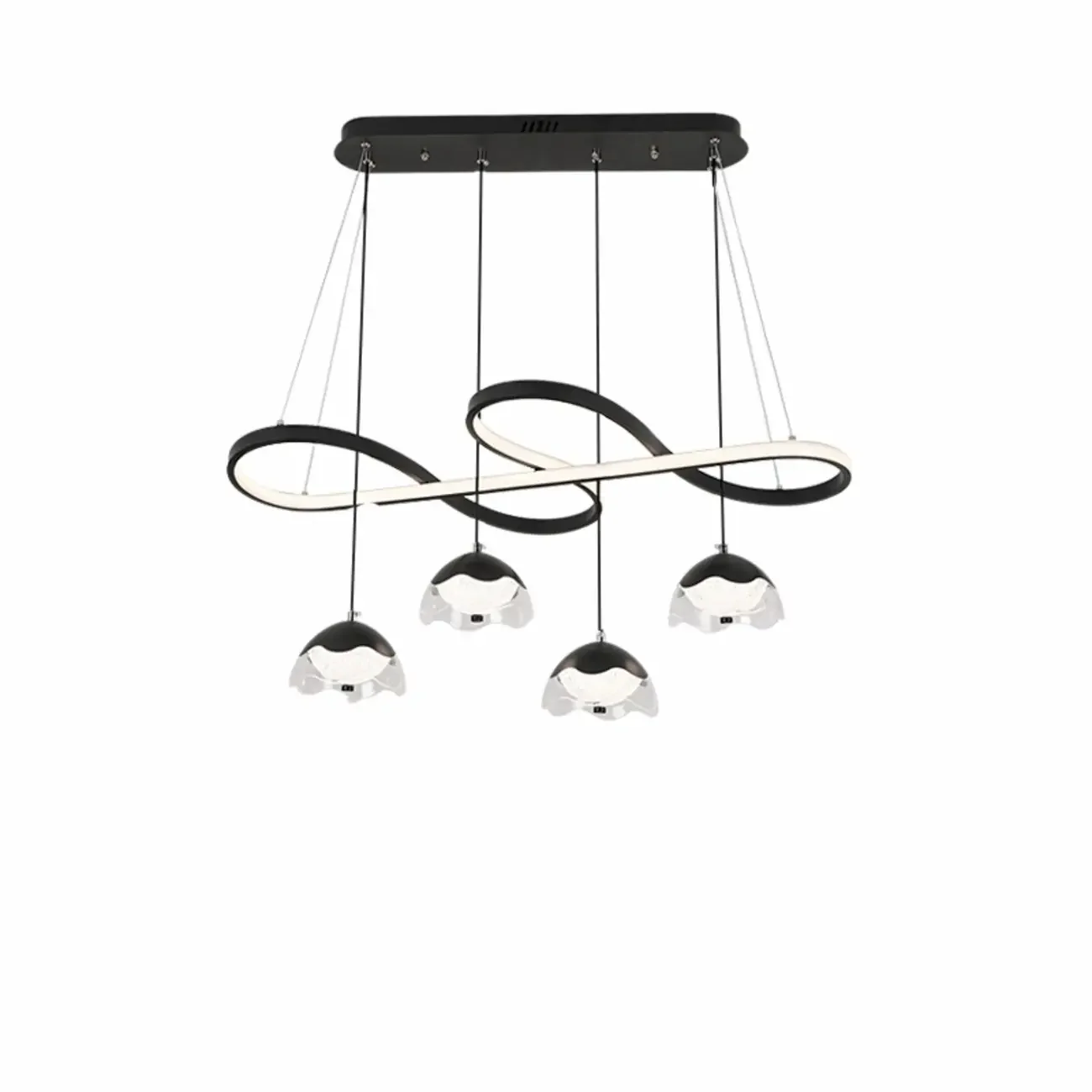 Adjustable 2 Tiers Black Metal 6-Light Dimming Pendant Light