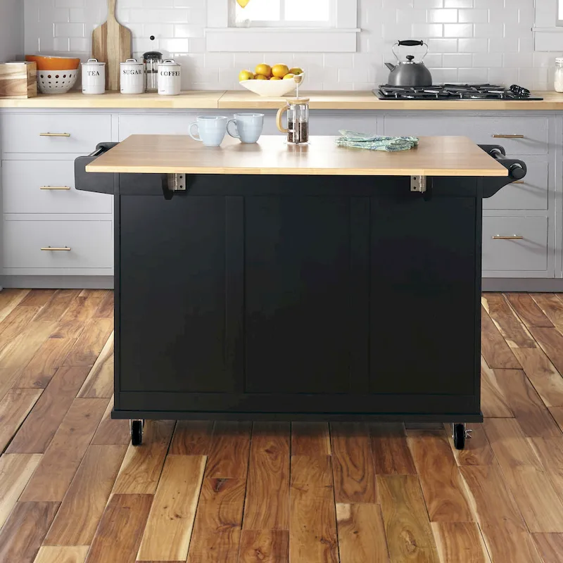 Homestyles Dolly Madison Black Wood Kitchen Cart - N/A