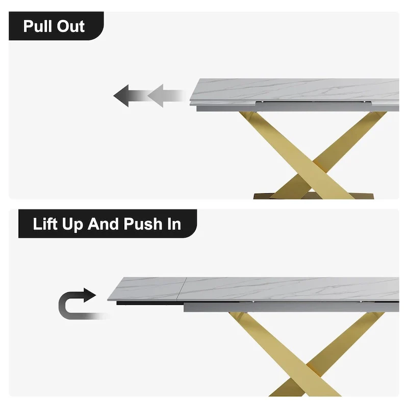 9-Piece Extendable Sintered Stone Dining Set with 8 Fabric Chairs - 94.48