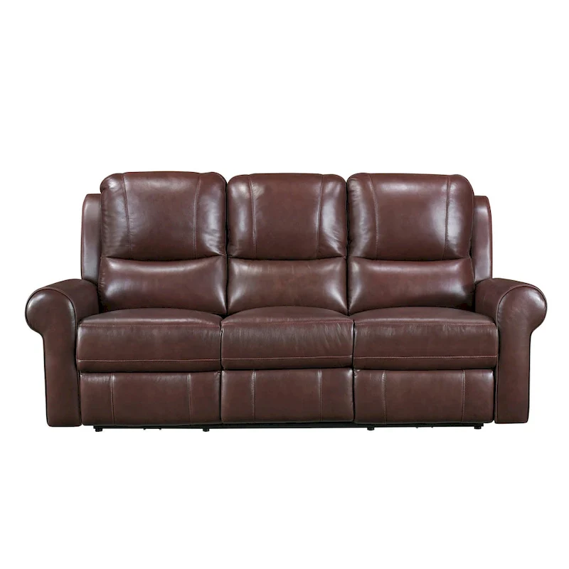 Michael 82 Inch Power Dual Recliner Sofa, USB, Brown Top Grain Leather
