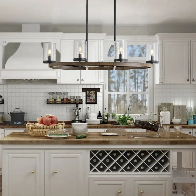 6-Lights Creative Modern Glass Shape Round Dimmable Chandelier - 35.8 D10.2 W72 H (Adjustable)