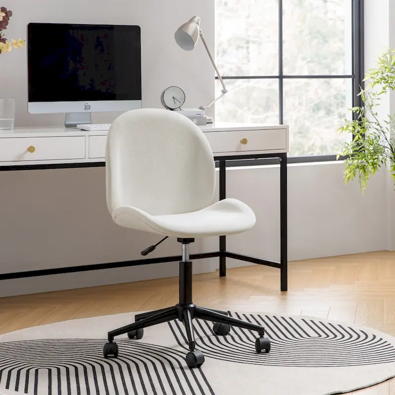 Ines Modern 0ffice Chair 360Whirling Armless With Metal Base by HULALA HOME